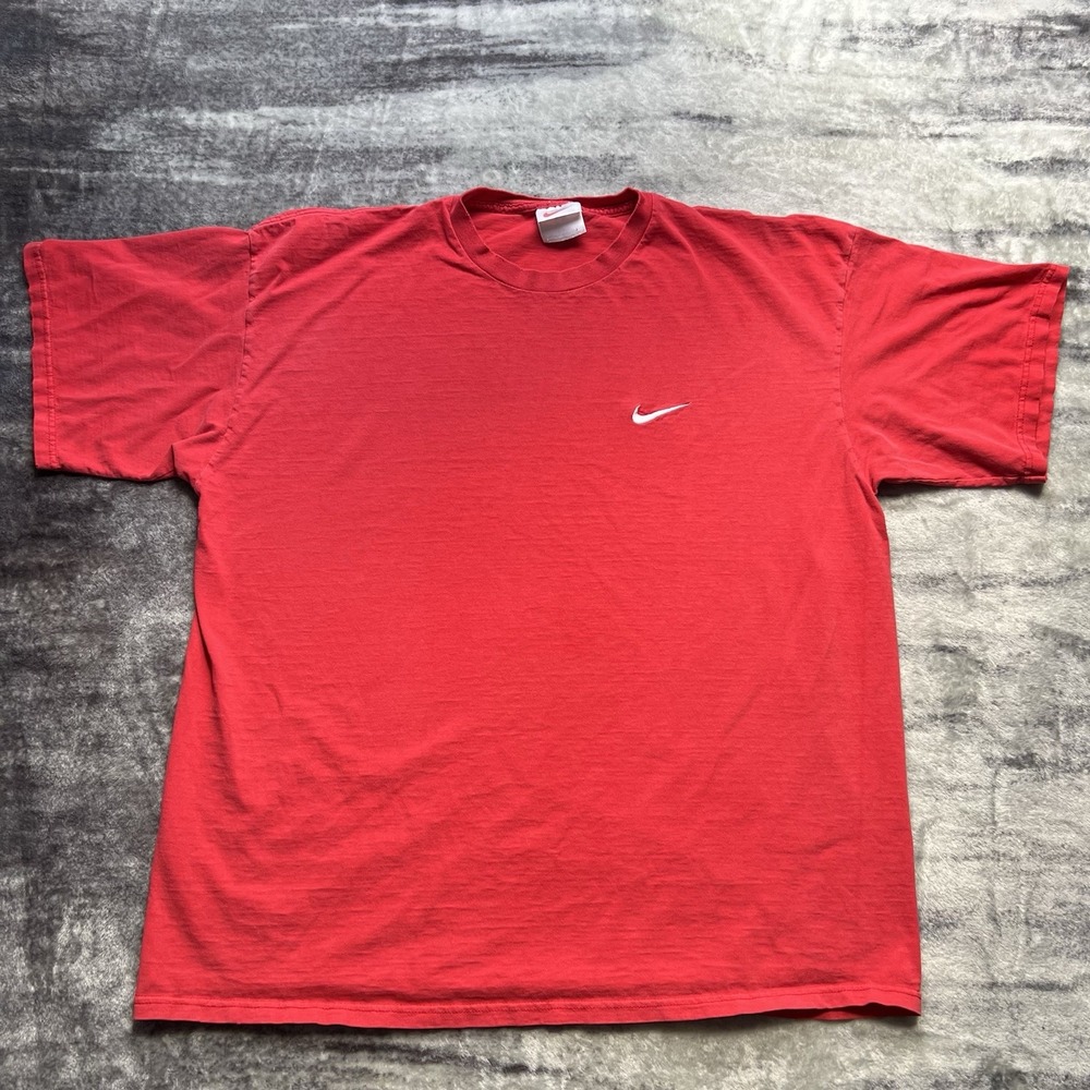 Vintage 90s Nike Embroidered Swoosh T-Shirt Size XL Red Made In USA White Tag